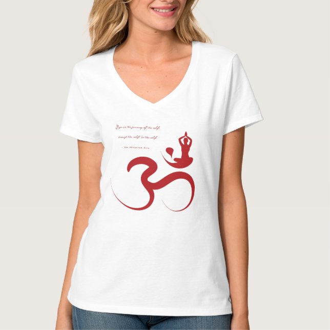 Camiseta Simple Zen Yoga Om Calliografia Silhouette (Frente)