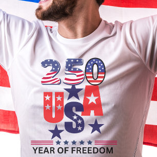 Camiseta Simples 250º independência patriótica 4 de julho