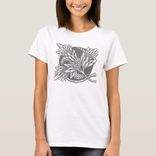 Camiseta Simples Art Nouveau Design Floral e Tan T-Sh