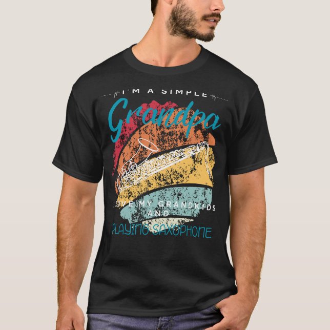 Camiseta Simples Avô Saxofone Serenade - Chá Whimsical (Frente)