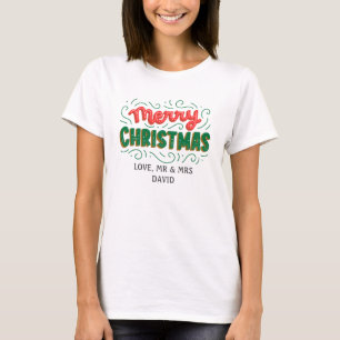 Camiseta Simples Casal de Férias Trendy Sr. e Sra. Natal
