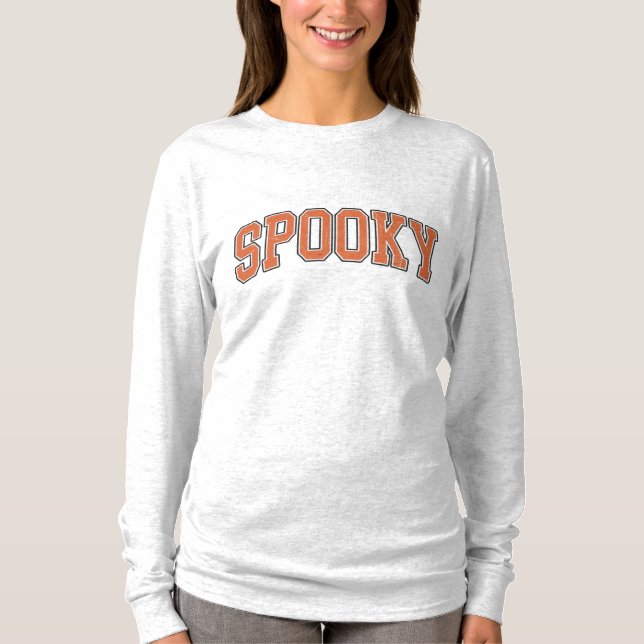 Camiseta Simples Colegial Colegial Halloween Longa Sleeve T (Frente)