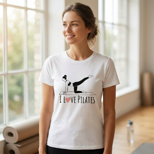 Camiseta Simples de Treino de Pilates “Eu Amo Pila
