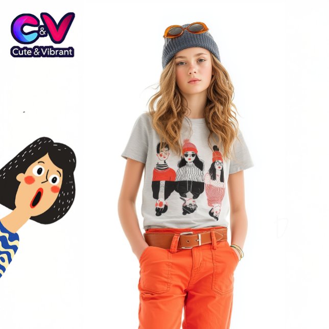 Camiseta Simples desenho moderno de pessoas legal (Criador carregado)