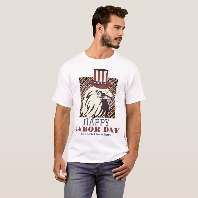 Camiseta Simples Dia do Trabalho Elegante com bandeira T-Sh (Frente Completa)