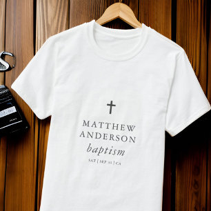 Camiseta Simples e Moderno Batismo De Bebê Cruzado Elegant