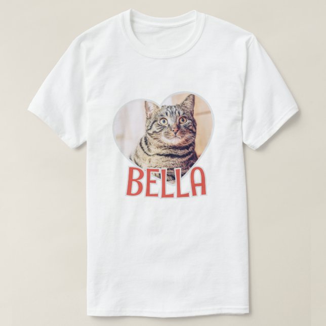 Camiseta Simples e Moderno Nome e Foto do Coração (Frente do Design)