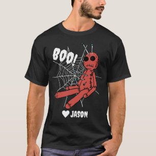 Camiseta Simples Feliz Halloween boo spooky voodoo boneco