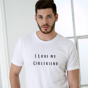 Camiseta Simples guião minimalista Eu amo meu namorada