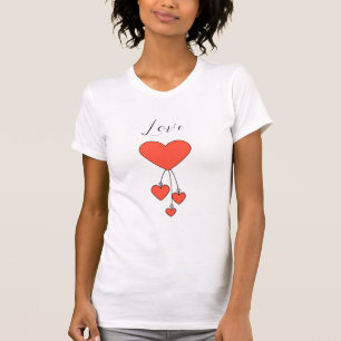 Camiseta Simples ilustração com corações escarlate Love