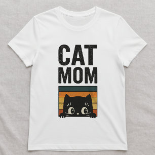 Camiseta Simples Mãe de Gato Ousada; Gato Espiando