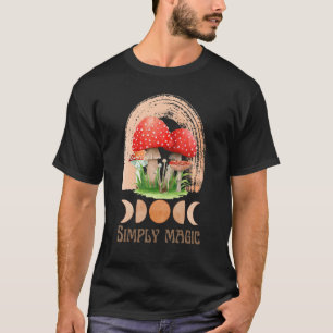 Camiseta Simples Magic Boho Rainbow Mushroom Moon Phase