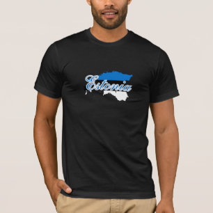 Camiseta Simples mapa moderno da Estônia da bandeira nacion