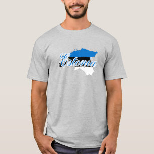 Camiseta Simples mapa moderno da Estônia da bandeira nacion