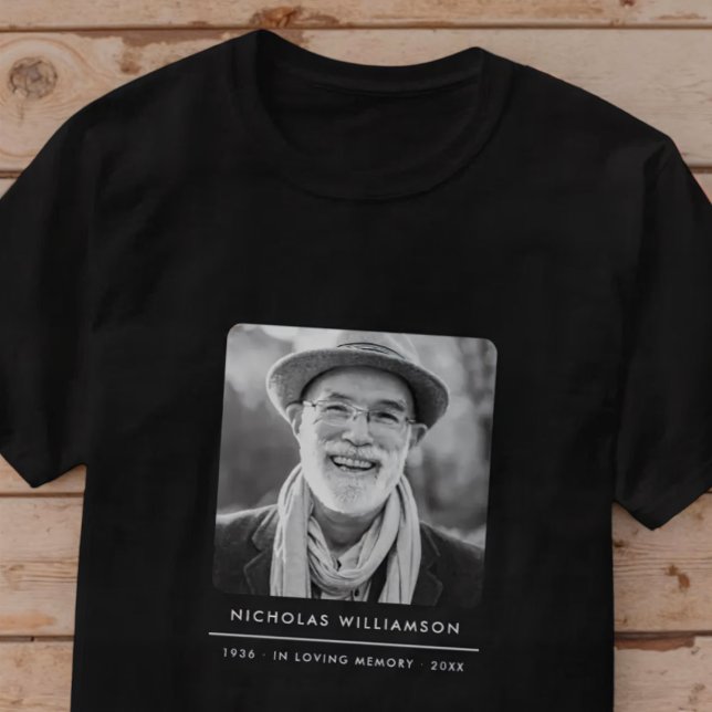 Camiseta Simples Memorial Moderno de Lembrança com Foto Per (Criador carregado)