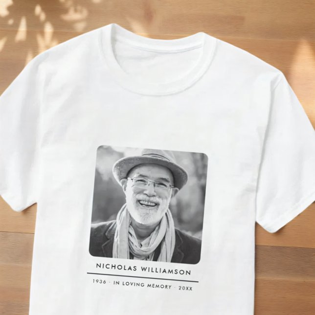 Camiseta Simples Memorial Moderno de Lembrança com Foto Per (Criador carregado)