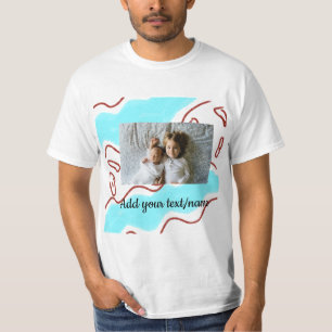 Camiseta simples minimal ADICIONE SUA FOTO TEXTAzul aquarel