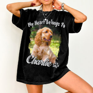 Camiseta Simples Moderno Legal do Pet, Nome Meu Coração Per
