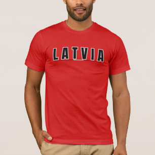 Camiseta Simples Moderno Letão - Letra Letã Flag Souvenir