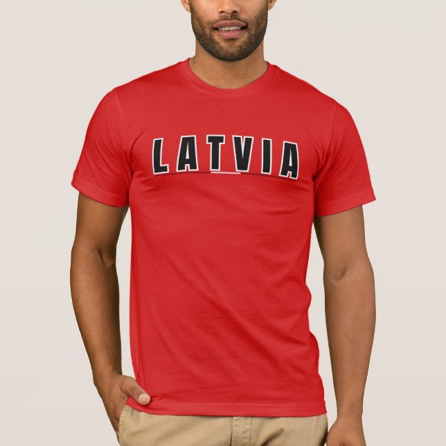 Camiseta Simples Moderno Letão - Letra Letã Flag Souvenir (Frente)
