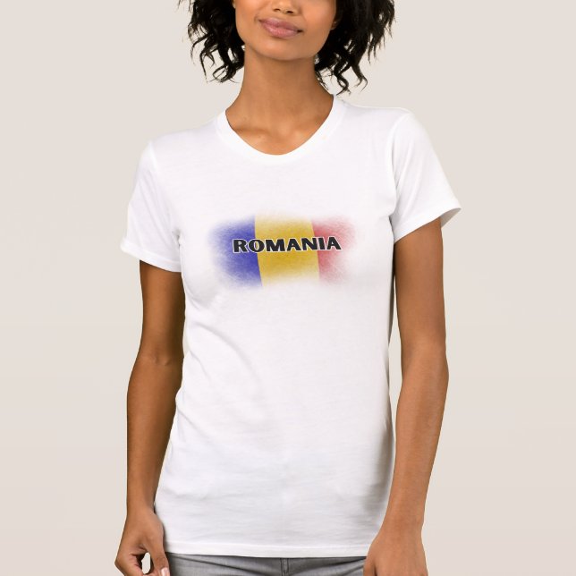 Camiseta Simples Moderno Romênia - Letra Flag Souvenir (Frente)