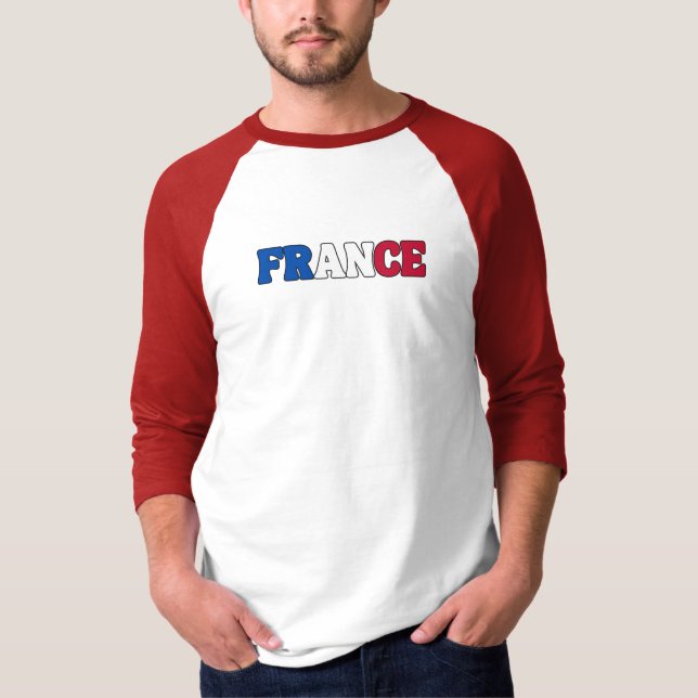Camiseta Simples Moderno Roupa de Bandeira Nacional da Fran (Frente)