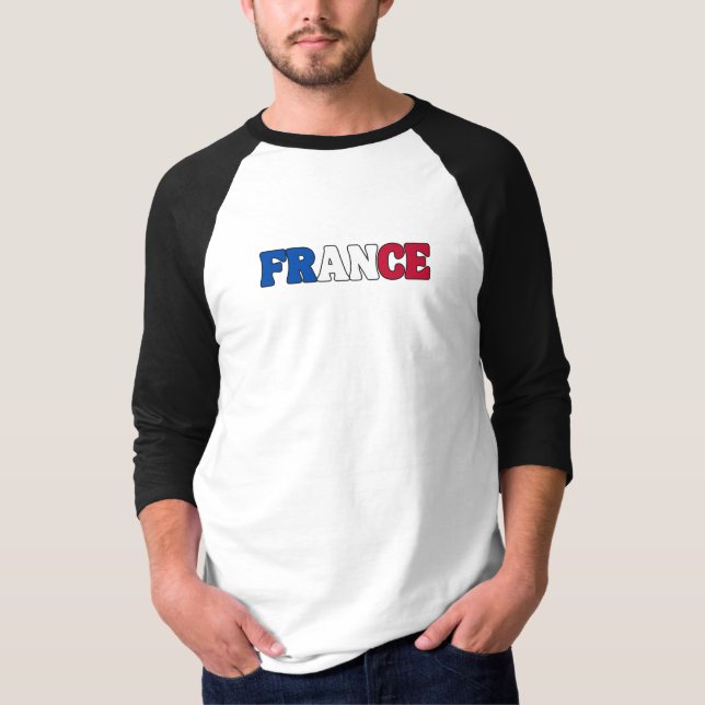 Camiseta Simples Moderno Roupa de Bandeira Nacional da Fran (Frente)