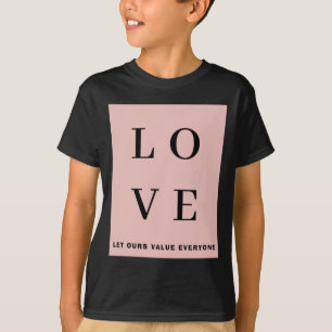 Camiseta Simples Preto Rosa Amor Deixe Nosso Valor Todos T