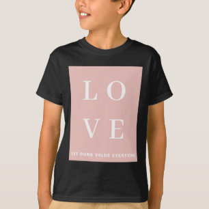 Camiseta Simples Preto Rosa Amor Deixe Nosso Valor Todos T