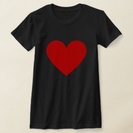 Camiseta Simples Red Heart Modern Love Black Womens T Shirt