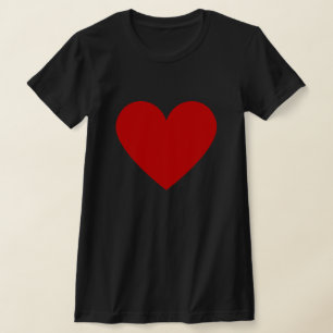 Camiseta Simples Red Heart Modern Love Black Womens T Shirt