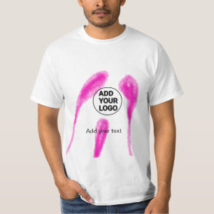 Camiseta Simples texto de logo abstrato em aquarela rosa