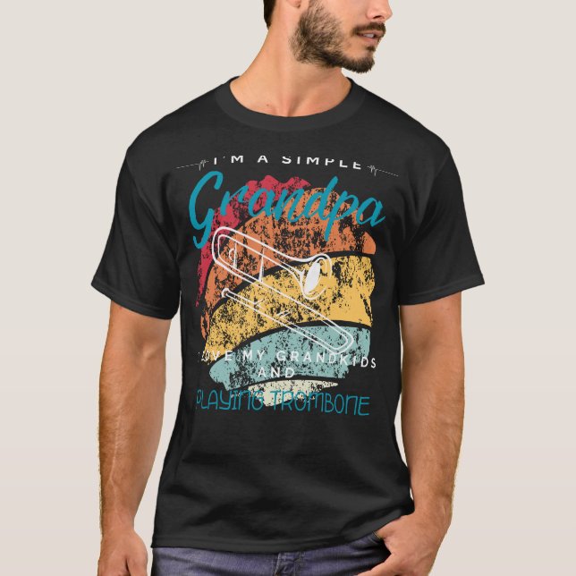 Camiseta Simples Vovô Trombone Jam - Whimsical Tee for G (Frente)