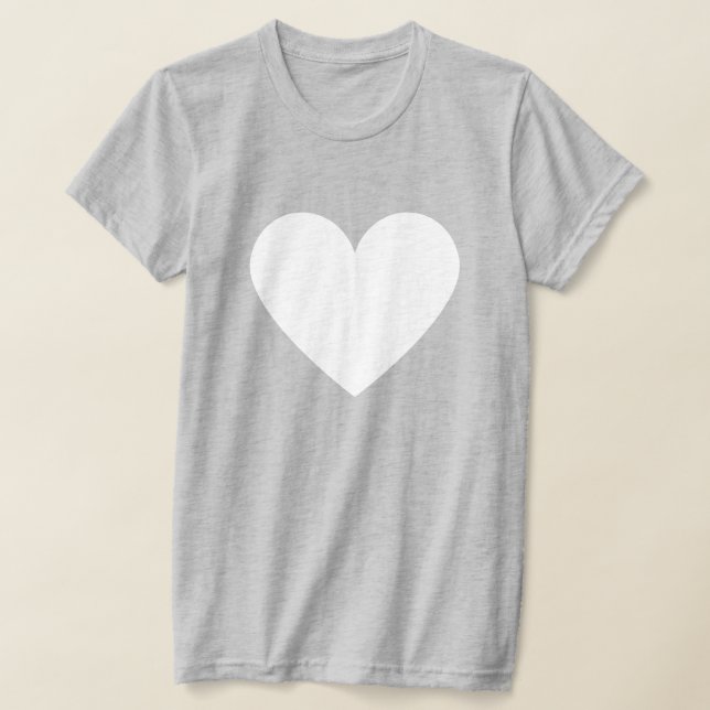 Camiseta Simples White Heart Modern Love Cinzas Womans T-Sh (Postura )