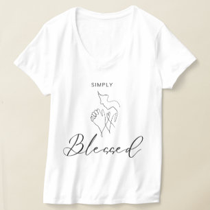 Camiseta Simplesmente Abençoado Desenho de Linha Minimalist
