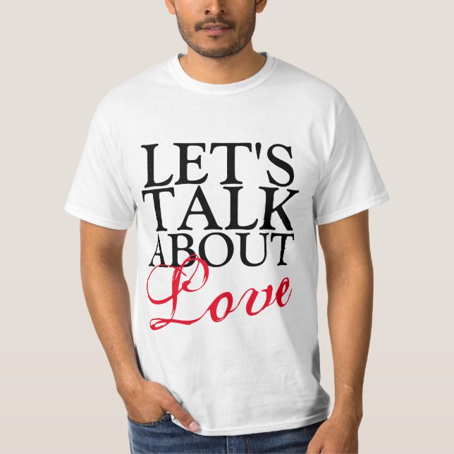 Camiseta Simplesmente design de texto "FALAR SOBRE O AMOR" (Frente)
