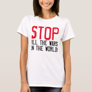 Camiseta Simplesmente design de texto "PARE TODAS AS GUERRA