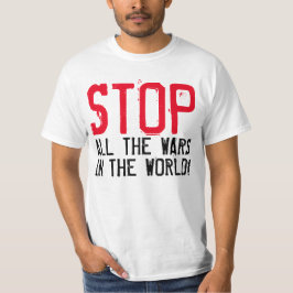 Camiseta Simplesmente design de texto "PARE TODAS AS GUERRA