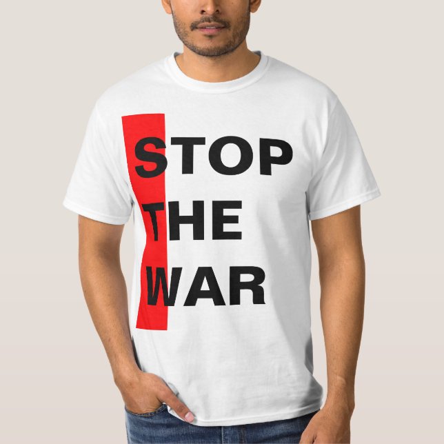 Camiseta Simplesmente design "retângulo vermelho PARE A GUE (Frente)