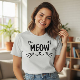Camiseta Simplesmente Rosto de Gato Fofo Meow para Felino