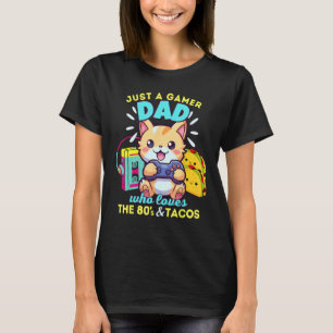 Camiseta Simplesmente um pai jogador que adora gatos, tacos