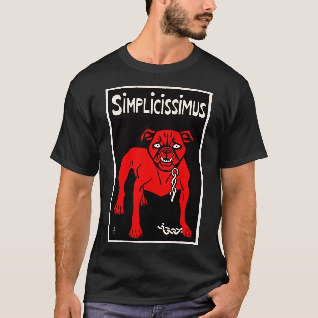Camiseta Simplicissimus - Cartoon de Cão Vintage (Frente)