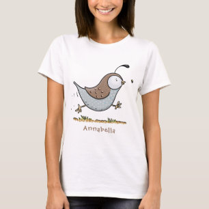 Camiseta Simulação de desenho animado da codorniz californi