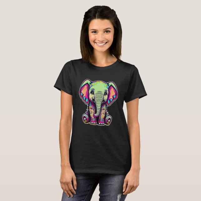 Camiseta Simulação digital do lindo bebê elefante (Frente Completa)