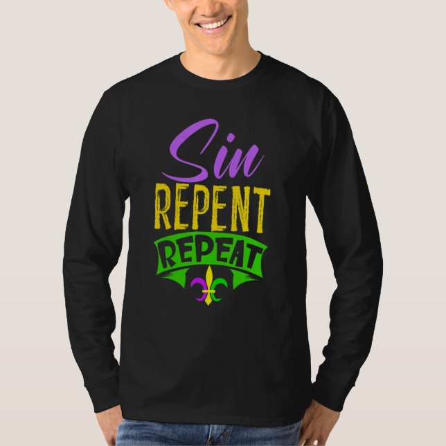 Camiseta Sin Repent Repeat Mardi Gras Carnival Shrove Tuesd (Frente)