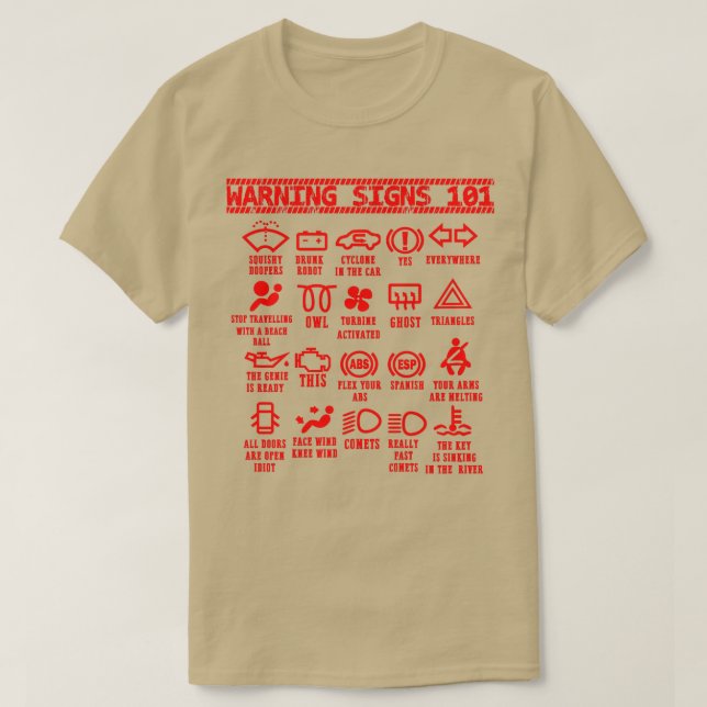 Camiseta Sinais de aviso 101 mecânico de automóveis engraça (Frente do Design)