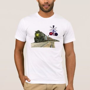 Camiseta Sinais de cruzamento da locomotiva e da estrada de