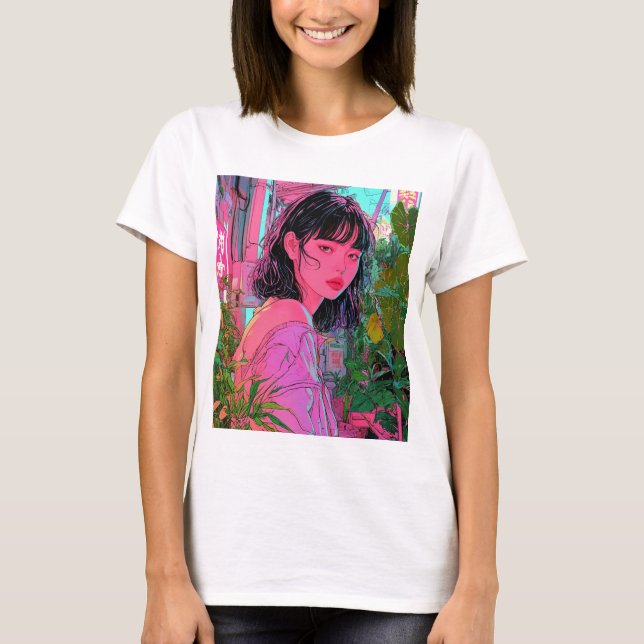 Camiseta Sinais de neon, estilo Akira, (Frente)