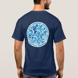 Camiseta Sinais de paz da TVUUC em tons de azul