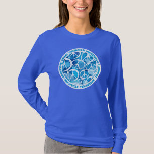 Camiseta Sinais de paz da TVUUC em tons de azul